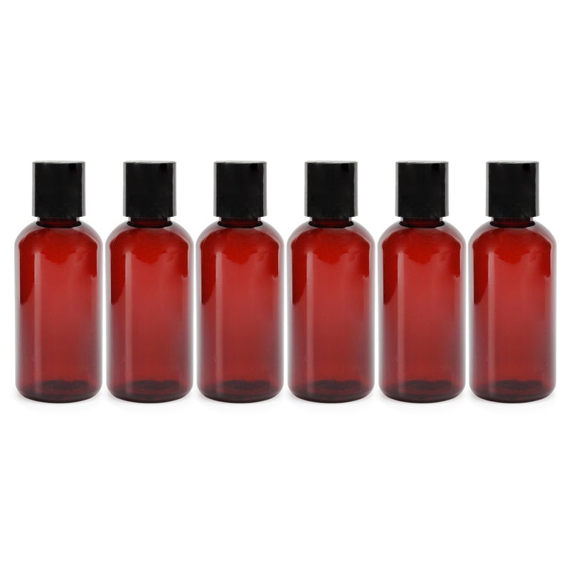 Cornucopia Brands 4oz Brown Plastic Squeeze Bottles w/Disc Top Flip Cap (6-Pack); BPA-Free Plastic Containers For Shampoo, Lotions, Liquid Soap, Creams - Image 1
